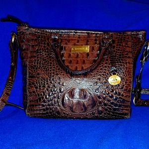 Brahmin Large Pecan Melbourne Crocodile Embossed Leather Shoulder bag
